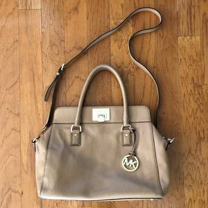 Michael Kors MK Tan Pebbled Leather Crossbody Tote